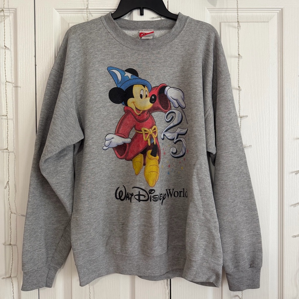 90s 25th Anniversary Disney Sweatshirt with Sorcerer Mickey Mouse